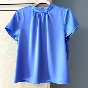 NWT JCrew high neck short sleeves crepe top size S.